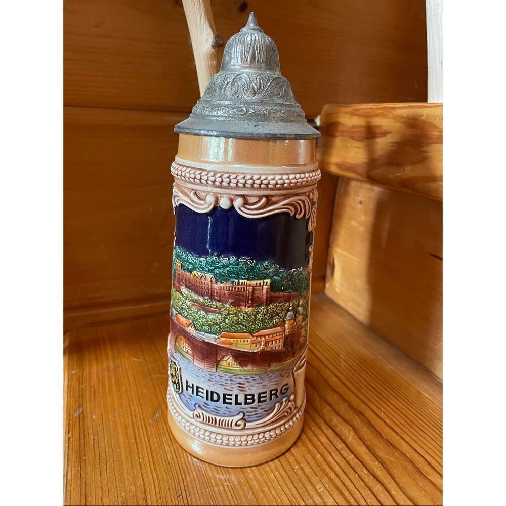 Pre Owned Vintage German Stein.  Henagemall #17. Pewter Lid.